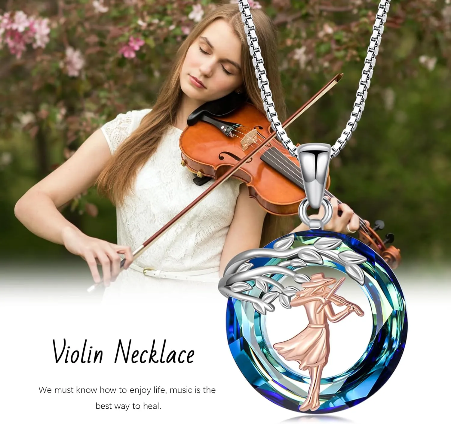 Sport/Music Necklace for Women 925 Sterling Silver Crystal Pendant Tree of Life Jewelry Gifts for Sport Players