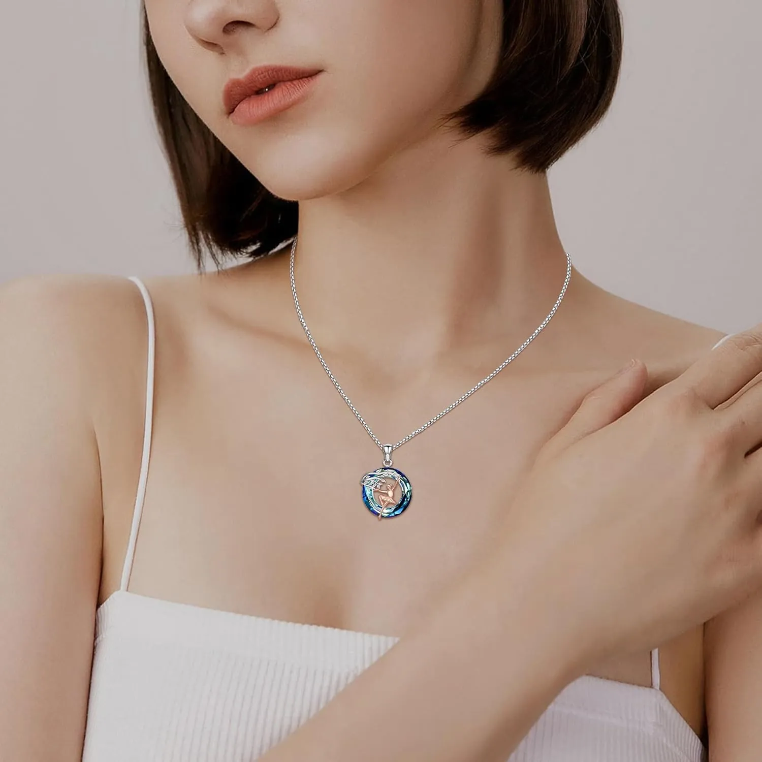 Sport/Music Necklace for Women 925 Sterling Silver Crystal Pendant Tree of Life Jewelry Gifts for Sport Players