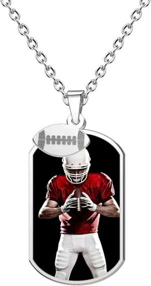Sports Ball Basketball Football Baseball Soccer Photo Necklace Personalized Necklaces Engraved Personalized Picture Pendant Necklace for Women Men Customized Gifts