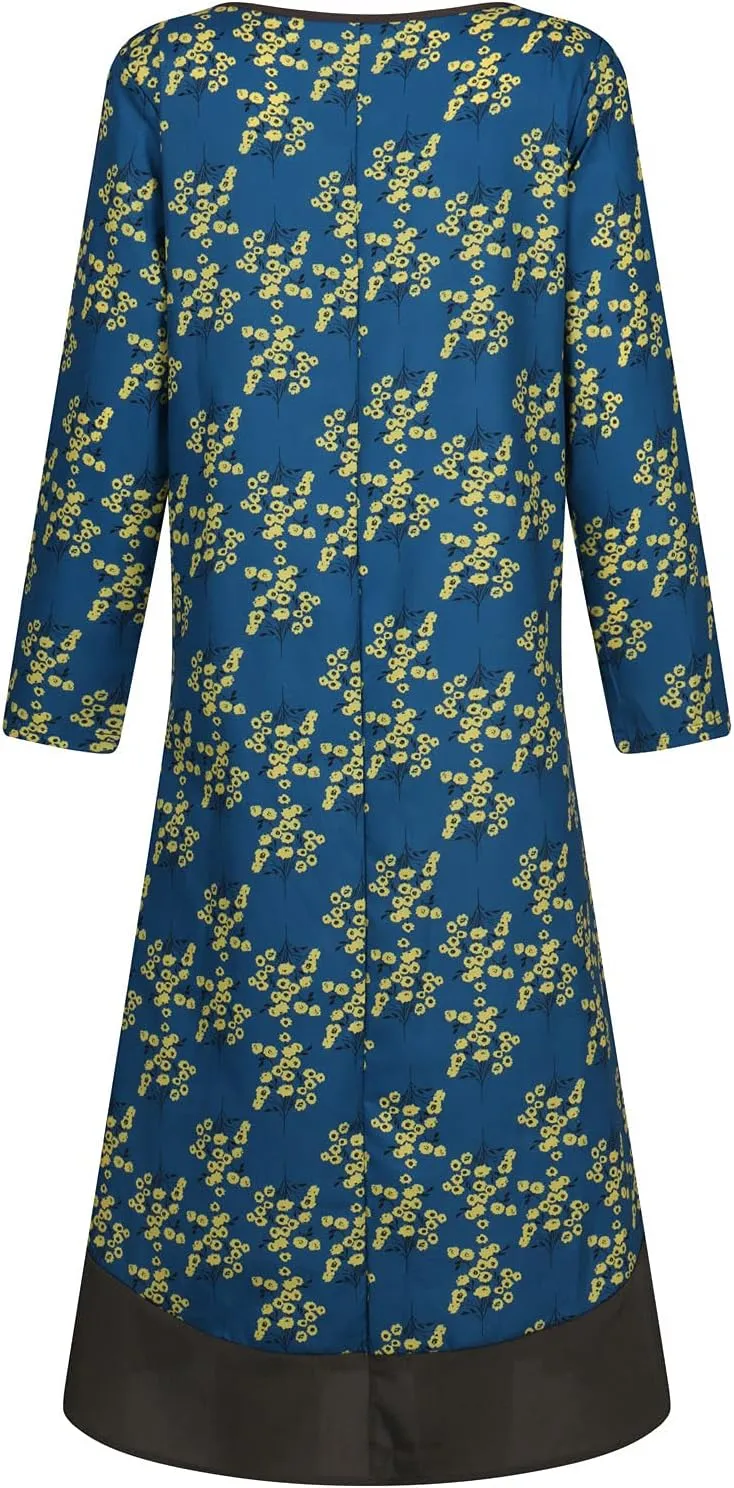 Spring Dresses for Women 2024 Casual 3/4 Sleeve Plus Size Maxi Dress A Line Shirt Flowy Swing Beach Vacation Long Sundress