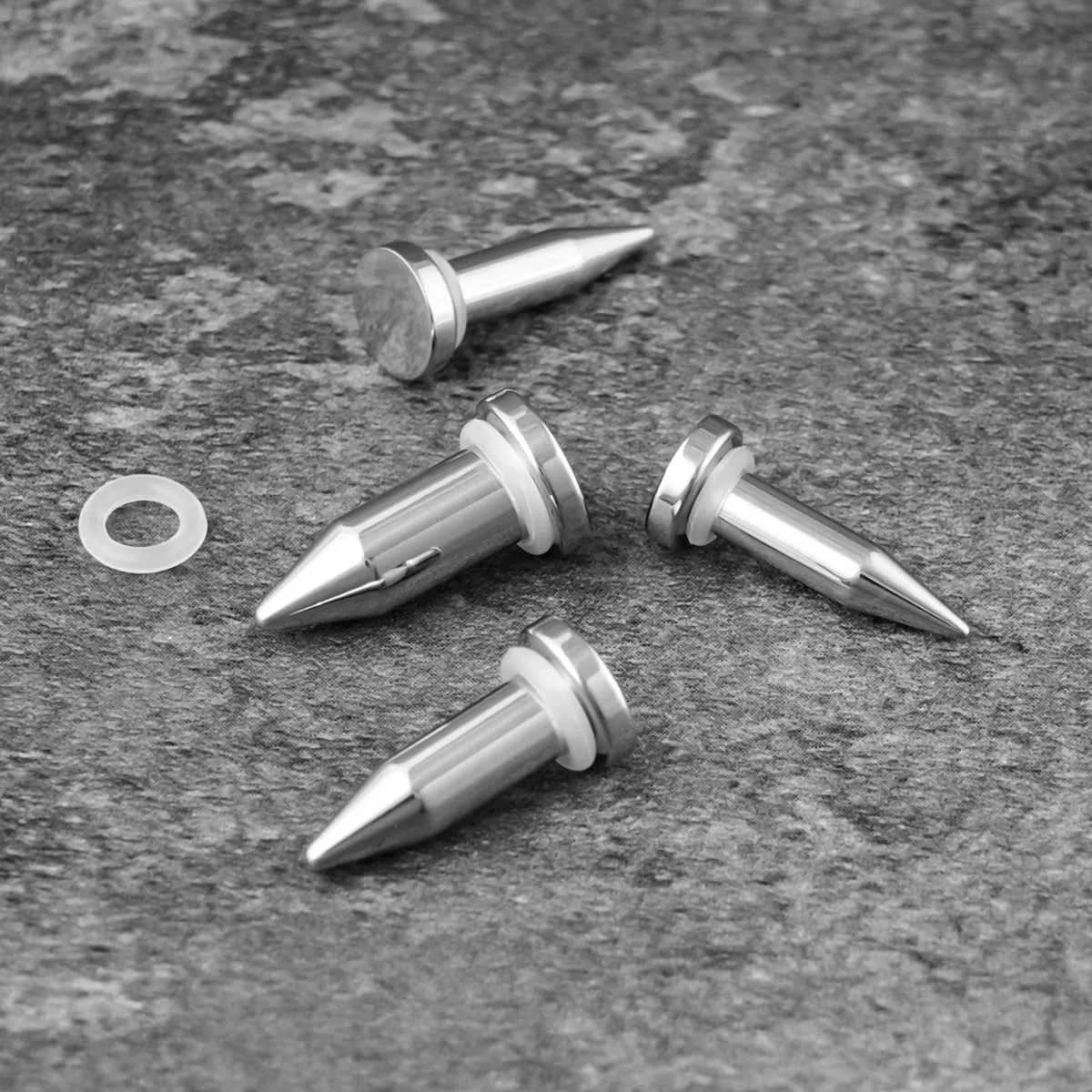 Stainless Steel Stretching Kit Short Taper Expander O-Ring Round | Flat Top Body Piercing Jewelry Small Size Black | Silver Set