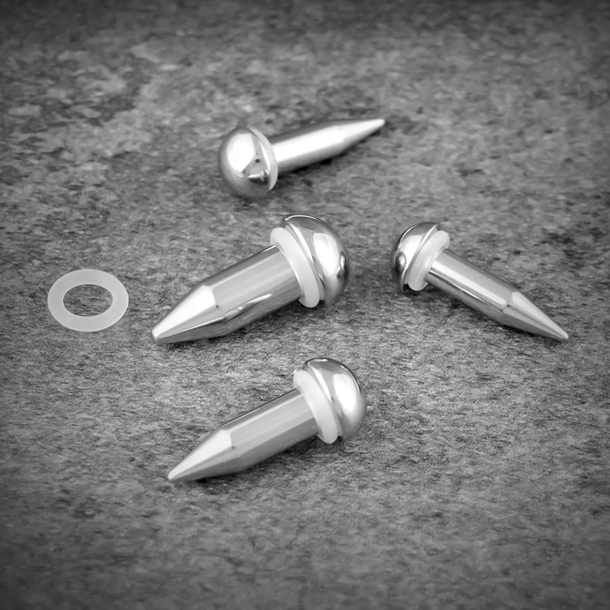 Stainless Steel Stretching Kit Short Taper Expander O-Ring Round | Flat Top Body Piercing Jewelry Small Size Black | Silver Set