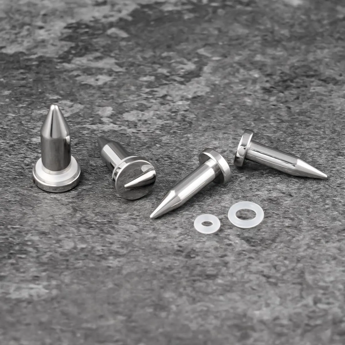 Stainless Steel Stretching Kit Short Taper Expander O-Ring Round | Flat Top Body Piercing Jewelry Small Size Black | Silver Set