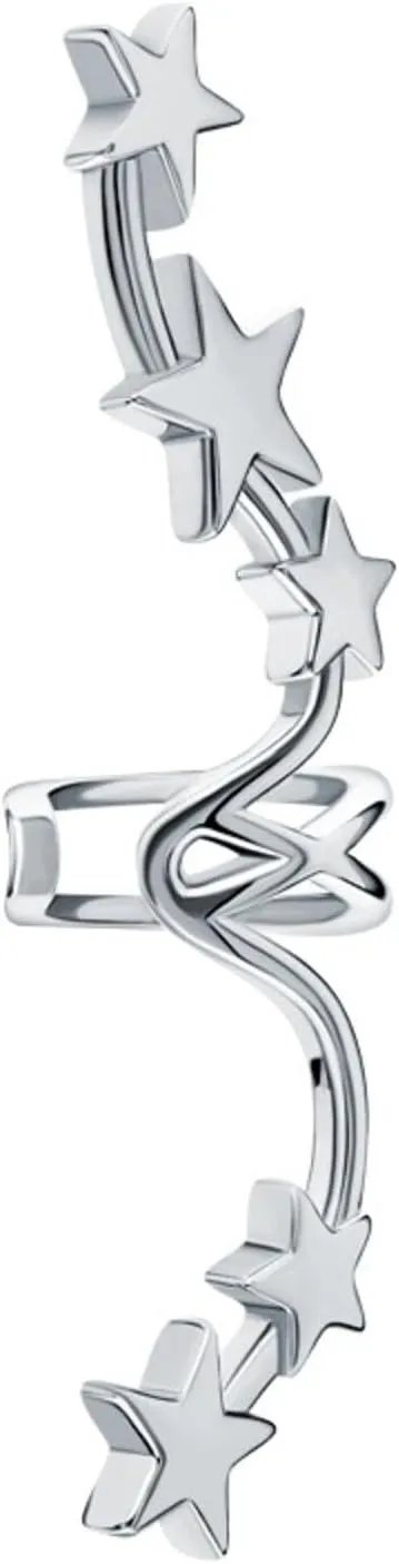 Star Climber Ear Cuff Earring, Sterling Silver Double Wrap Crawler, Non-Pierced Ear Climber Jewelry, Dainty Gift for Her.