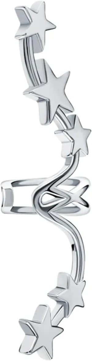 Star Climber Ear Cuff Earring, Sterling Silver Double Wrap Crawler, Non-Pierced Ear Climber Jewelry, Dainty Gift for Her.