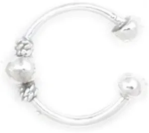 Sterling Silver Ball With Roped Edges Round Bali Band Middle Inner Ear Cuff