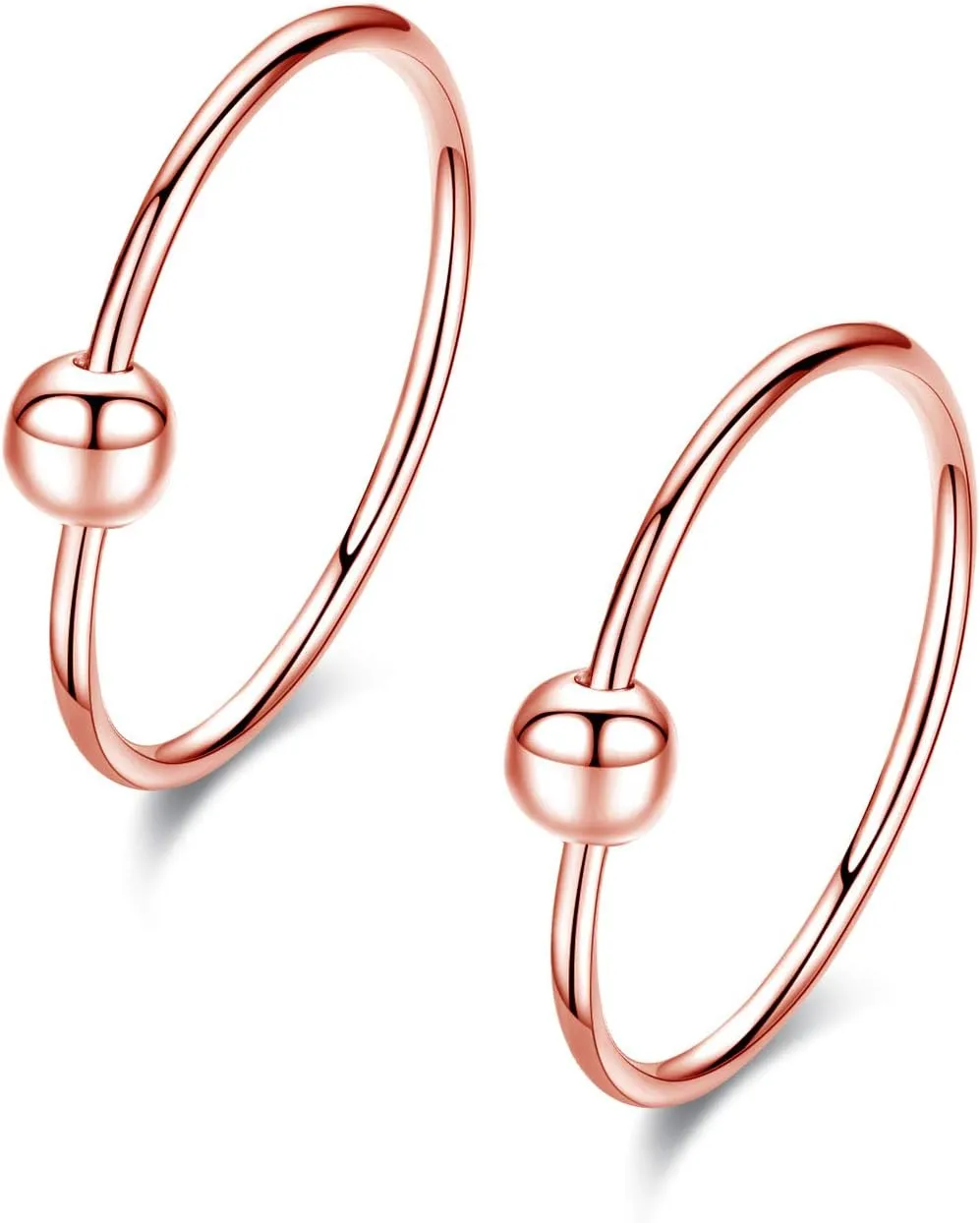 Sterling Silver Cartilage Earrings Gold/Black/Rose Hypoallergenic Mini Tiny Small Huggie Hoops Ear Piercing Helix Endless Ball Bead Nose Sleeper Earrings for Women