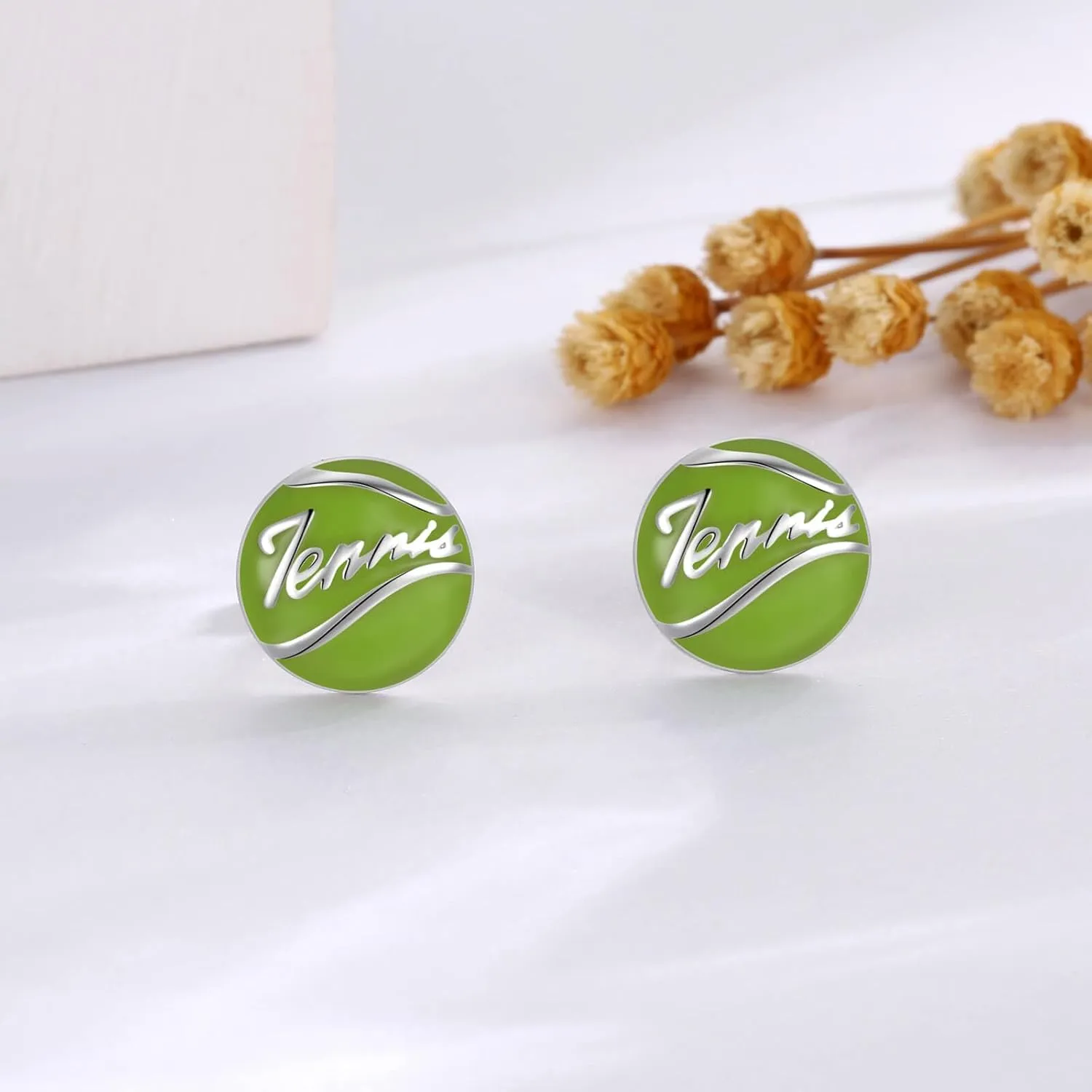 Sterling Silver Football Volleyball Tennis Soccer Stud Earrings Hypoallergenic Sports Earrings Jewelry Gifts for Sport Player Lover