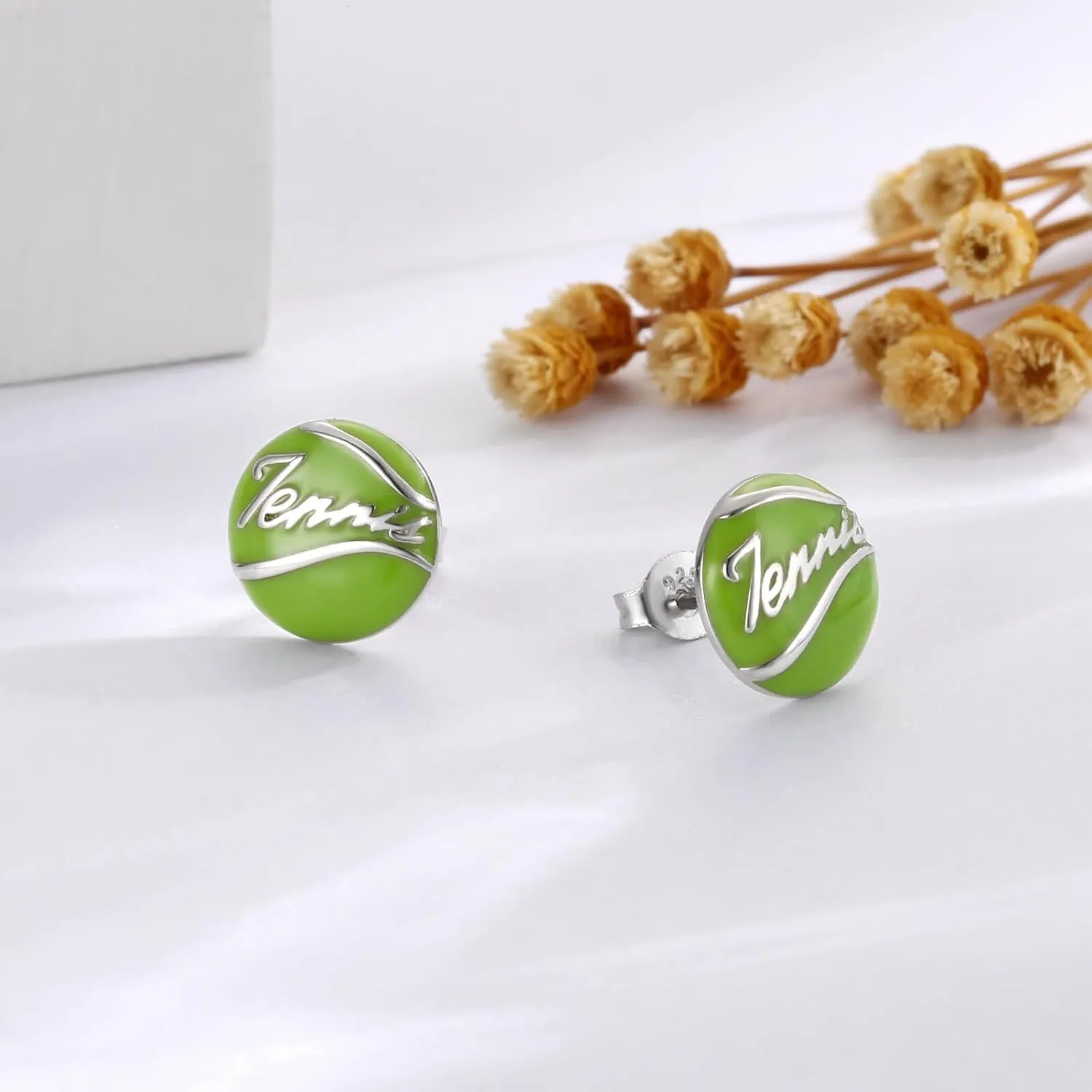 Sterling Silver Football Volleyball Tennis Soccer Stud Earrings Hypoallergenic Sports Earrings Jewelry Gifts for Sport Player Lover