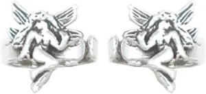 Sterling Silver Left And Right Ear Small Winged Fairy Band Middle Inner Ear Cuff Set