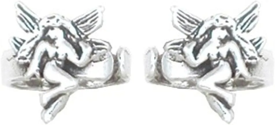 Sterling Silver Left And Right Ear Small Winged Fairy Band Middle Inner Ear Cuff Set