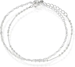 Sterling Silver Set of Two Dainty Chain Bracelets