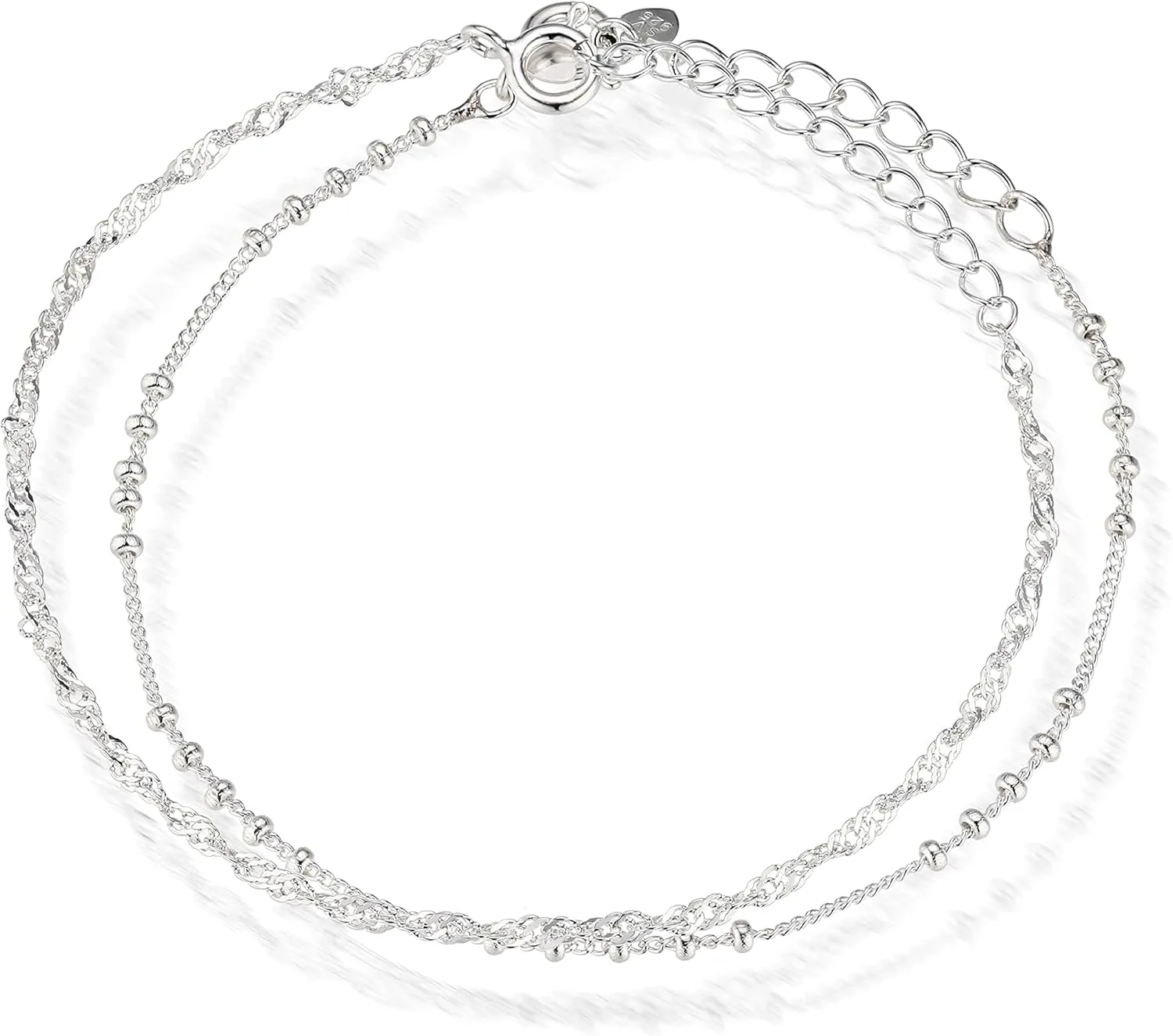 Sterling Silver Set of Two Dainty Chain Bracelets