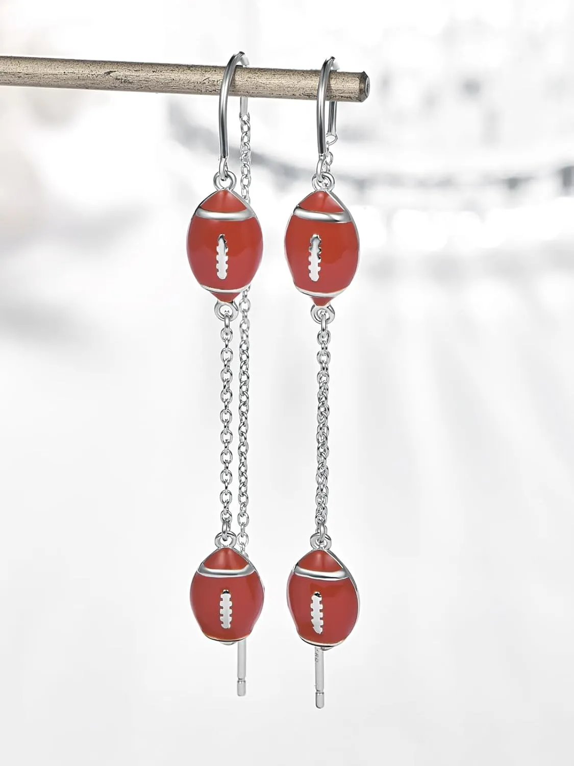Sterling Silver Sport Earrings for Sport Lovers Dangele Soccer/Football/Baseball/Tennis/Volleyball Earrings Sport Jewelry Gift
