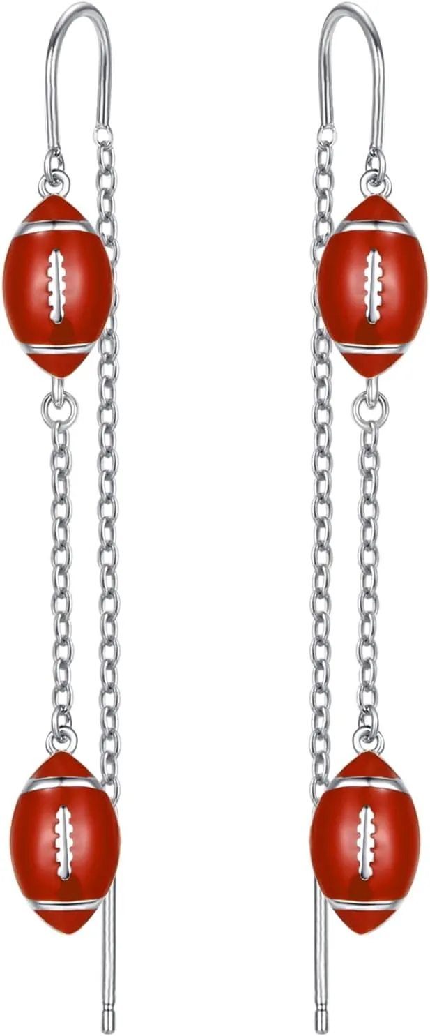Sterling Silver Sport Earrings for Sport Lovers Dangele Soccer/Football/Baseball/Tennis/Volleyball Earrings Sport Jewelry Gift