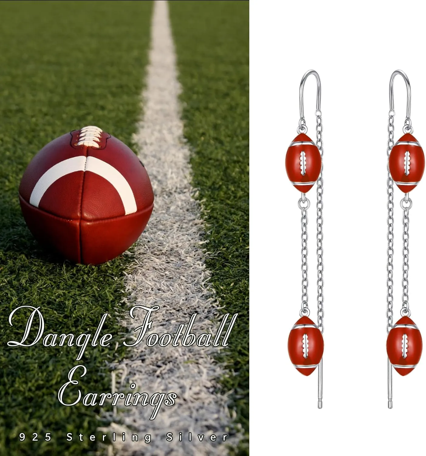 Sterling Silver Sport Earrings for Sport Lovers Dangele Soccer/Football/Baseball/Tennis/Volleyball Earrings Sport Jewelry Gift