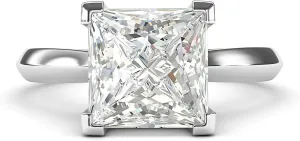 Sterling Silver Square 8mm Simulated Princess Cut Diamond Engagement Ring Knife Edge Promise Bridal Ring