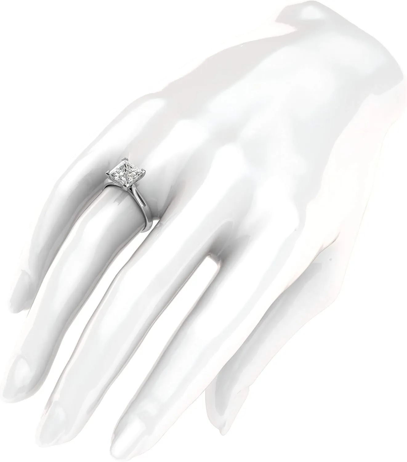Sterling Silver Square 8mm Simulated Princess Cut Diamond Engagement Ring Knife Edge Promise Bridal Ring