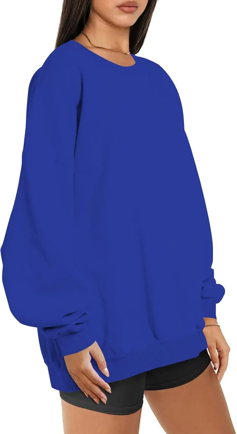 Stessotudo Oversized Sweatshirts for Women Crewneck Long Sleeve Baggy Boyfriend Tops Loose Fit Solid Casual Y2K Streetwear
