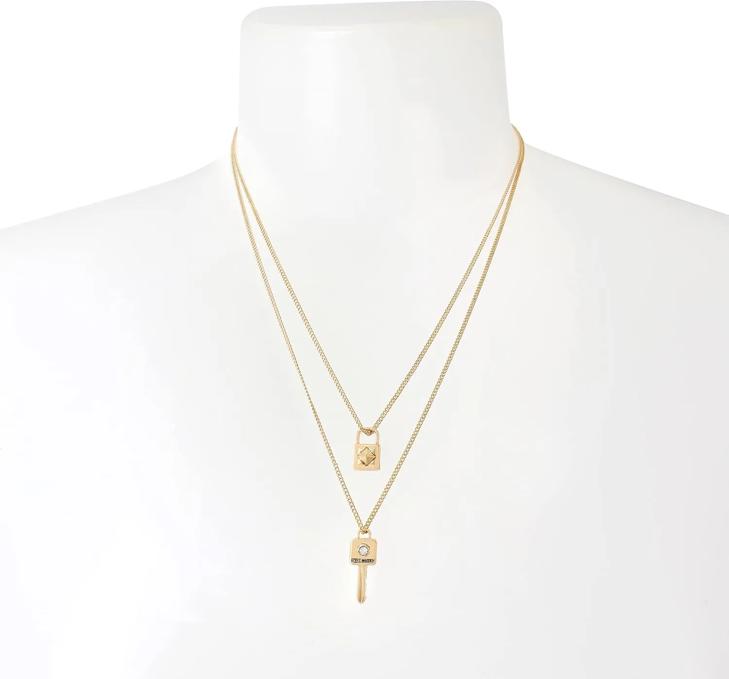 Steve Madden Padlock & Key Layered Necklace