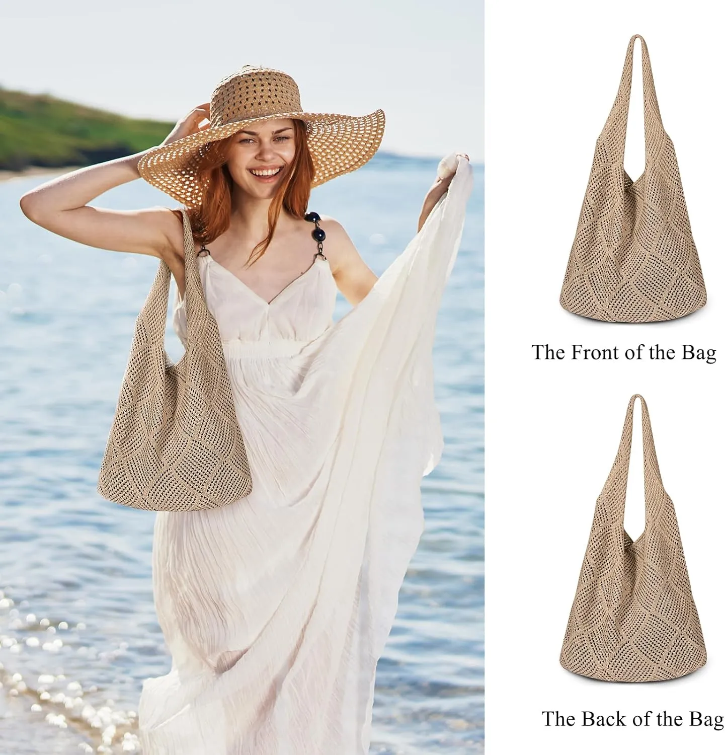 Straw Beach Bags for Women - Summer Woven Tote Bag Shoulder Handbags, Large Beach Bag for Women for Holiday