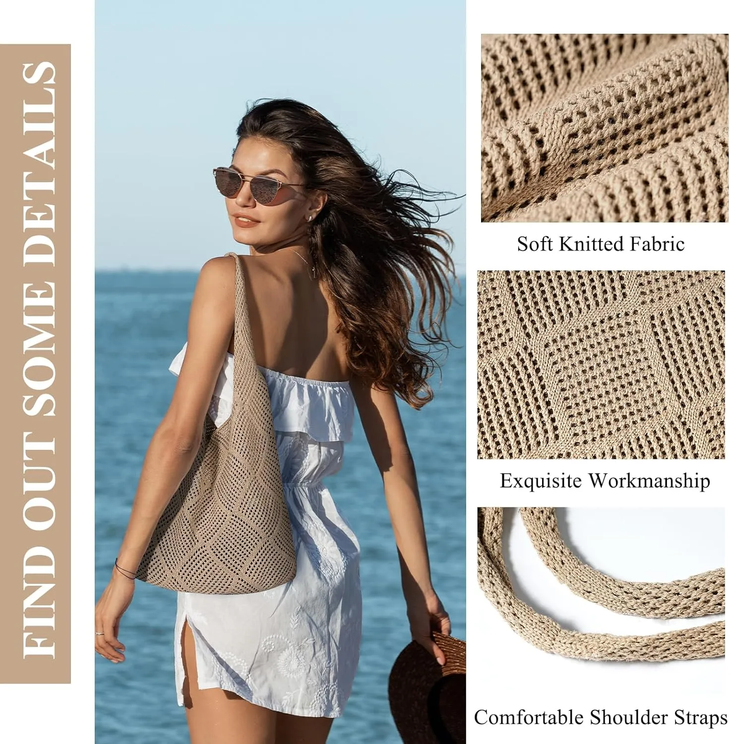 Straw Beach Bags for Women - Summer Woven Tote Bag Shoulder Handbags, Large Beach Bag for Women for Holiday