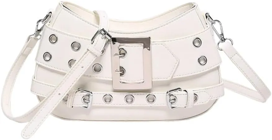 Studded Purse Women 2025 Y2K Handbag Rivet Punk Hobo Purse Satchel Vintage Designer Shoulder Crossbody Bag with Buckle