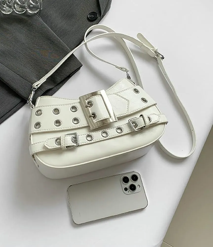 Studded Purse Women 2025 Y2K Handbag Rivet Punk Hobo Purse Satchel Vintage Designer Shoulder Crossbody Bag with Buckle