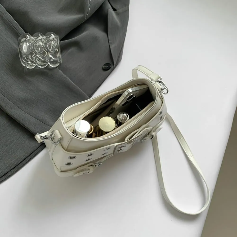 Studded Purse Women 2025 Y2K Handbag Rivet Punk Hobo Purse Satchel Vintage Designer Shoulder Crossbody Bag with Buckle