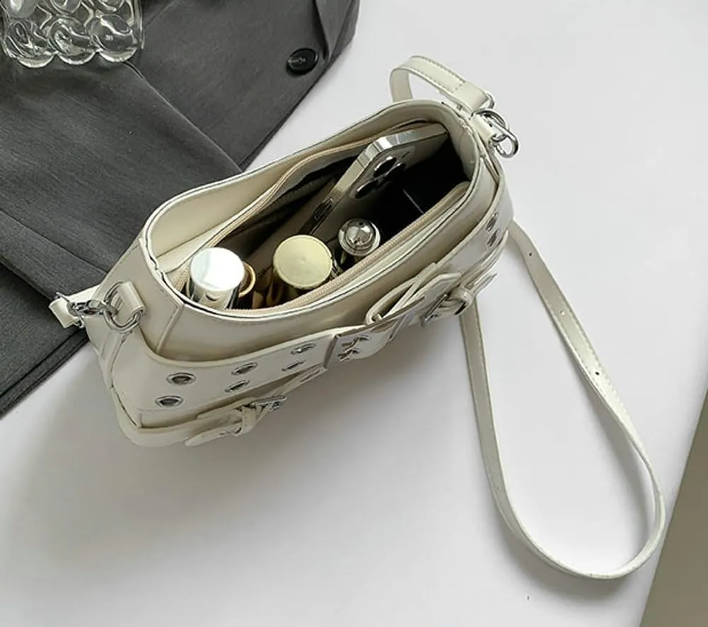 Studded Purse Women 2025 Y2K Handbag Rivet Punk Hobo Purse Satchel Vintage Designer Shoulder Crossbody Bag with Buckle