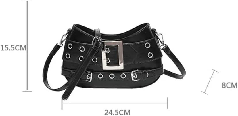 Studded Purse Women 2025 Y2K Handbag Rivet Punk Hobo Purse Satchel Vintage Designer Shoulder Crossbody Bag with Buckle