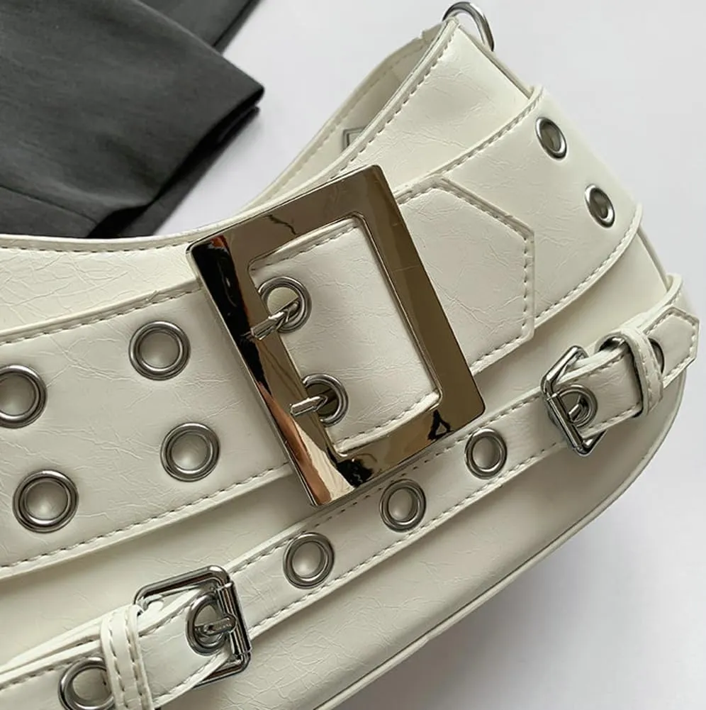 Studded Purse Women 2025 Y2K Handbag Rivet Punk Hobo Purse Satchel Vintage Designer Shoulder Crossbody Bag with Buckle