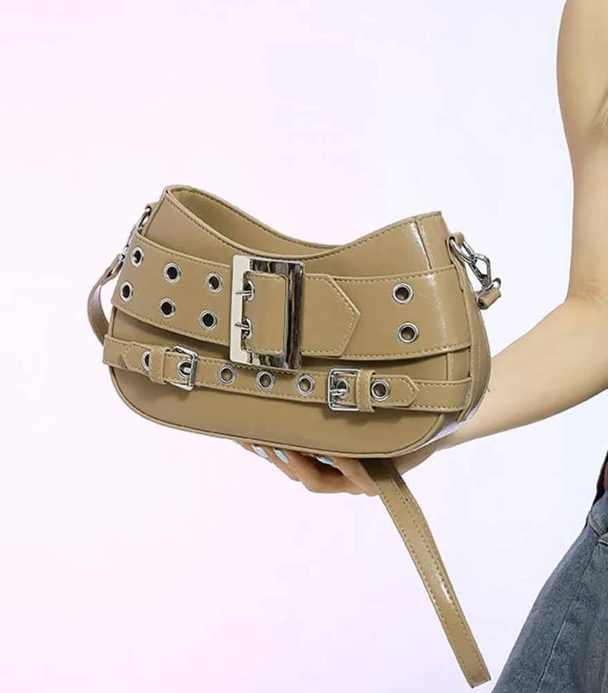 Studded Purse Women 2025 Y2K Handbag Rivet Punk Hobo Purse Satchel Vintage Designer Shoulder Crossbody Bag with Buckle