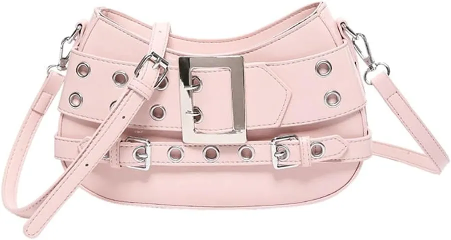 Studded Purse Women 2025 Y2K Handbag Rivet Punk Hobo Purse Satchel Vintage Designer Shoulder Crossbody Bag with Buckle