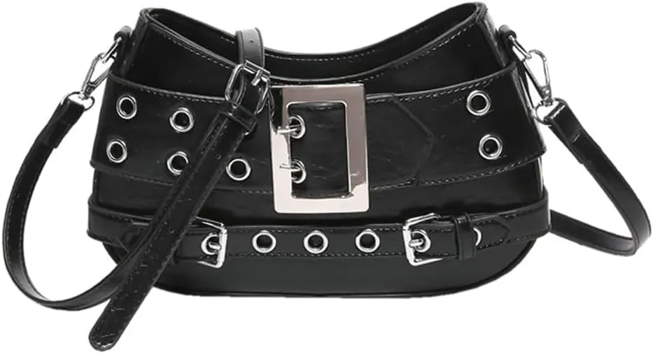 Studded Purse Women 2025 Y2K Handbag Rivet Punk Hobo Purse Satchel Vintage Designer Shoulder Crossbody Bag with Buckle