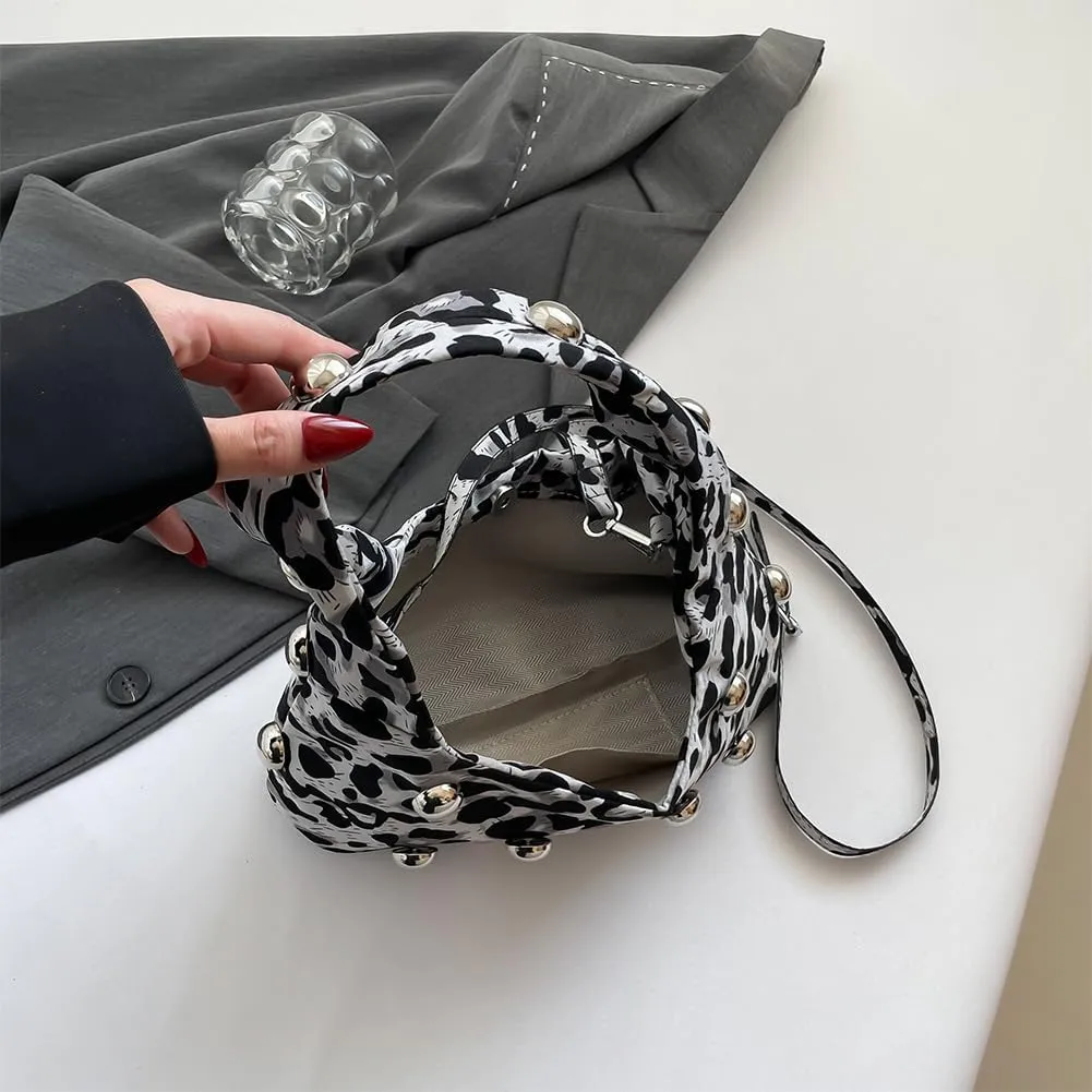 Studded Purse,Y2k Purse Crescent Shoulder Bag for Women Trendy Studded Bag Handbag Small Hobo Bag Leather Satchel Bag
