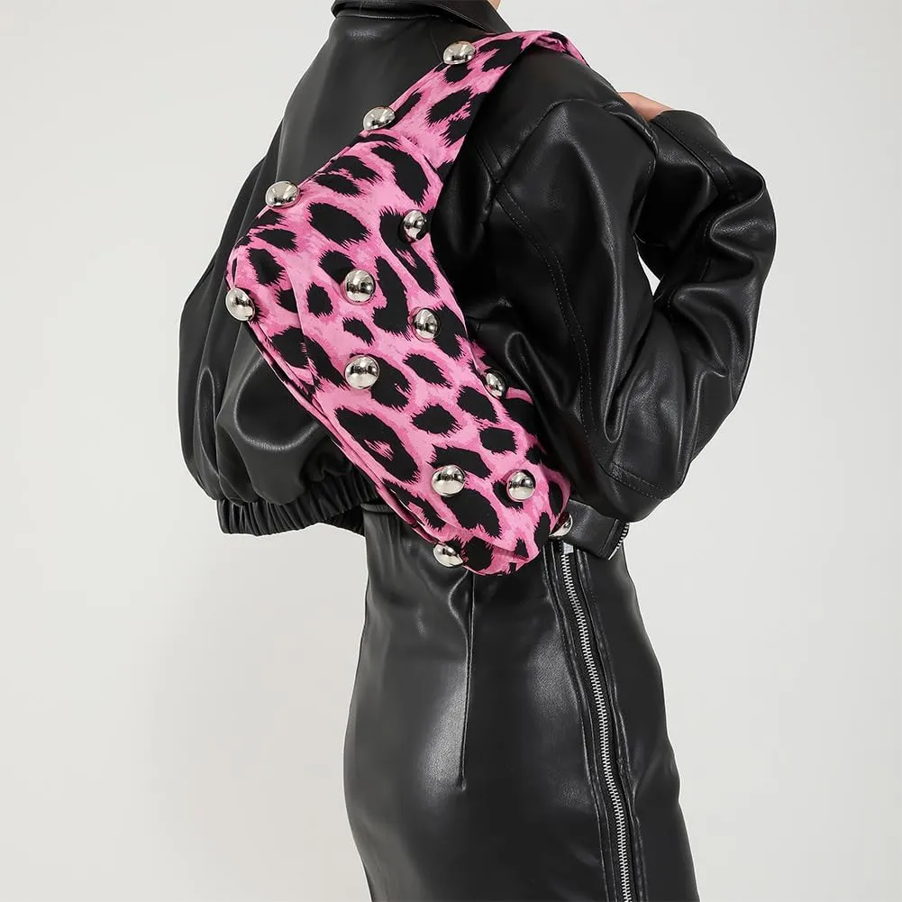 Studded Purse,Y2k Purse Crescent Shoulder Bag for Women Trendy Studded Bag Handbag Small Hobo Bag Leather Satchel Bag