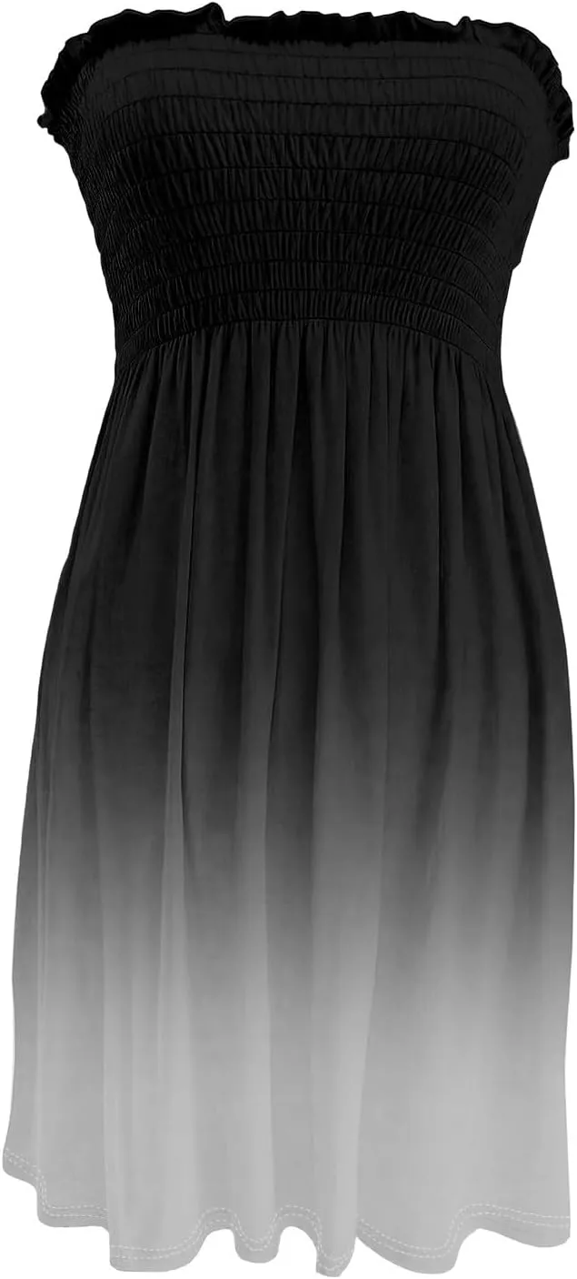 Summer Dresses for Women 2025 Smocked Tube Dress Sexy Off Shoulder Sleeveless Strapless Sundresses Beach Cover Ups