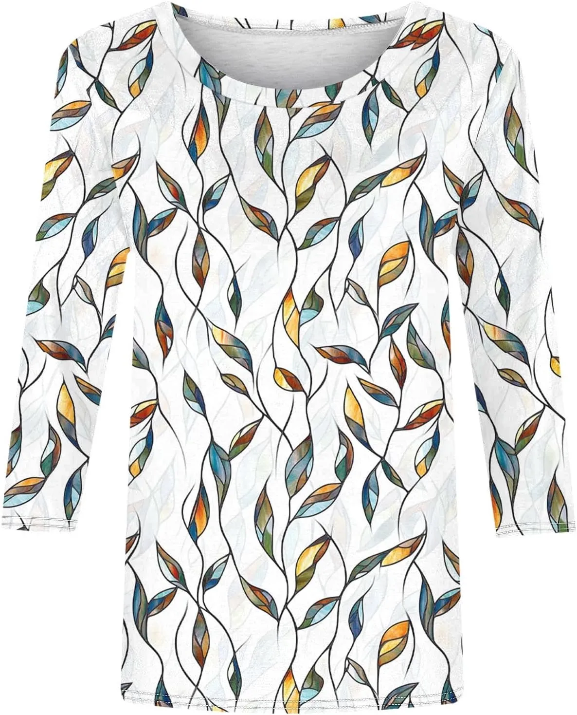 Summer Tops for Women 2025 3/4 Sleeve Floral Dressy Shirts Loose Fit Comfy Casual Blouses Trendy Boho Shirt