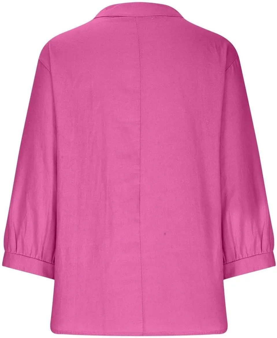 Summer Tops for Women 2025 Trendy V Neck Gauze Plus Size Button Down Shirts Womens 3/4 Sleeve Tops and Blouses
