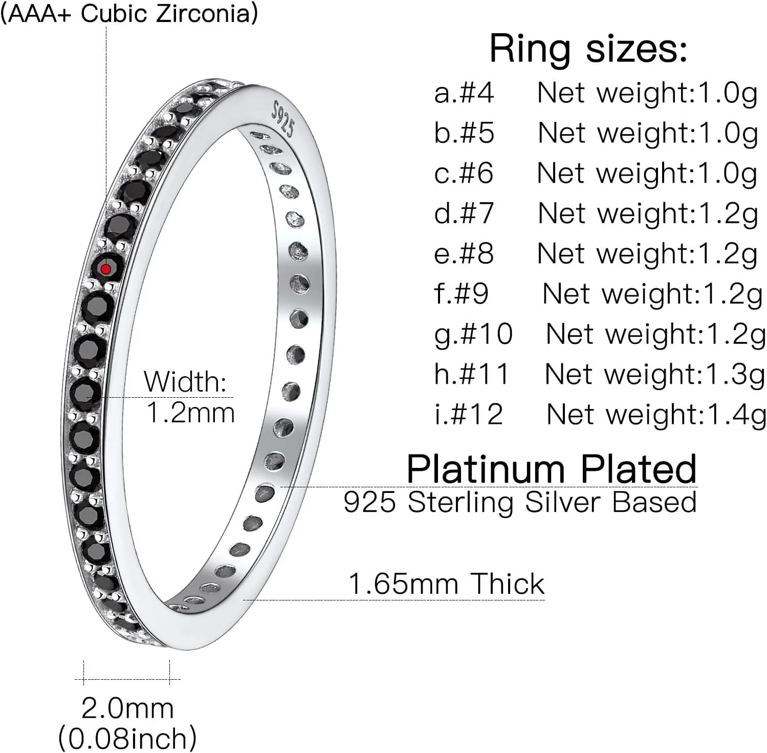 Suplight 925 Sterling Silver Eternity Rings Cubic Zirconia Fake Diamond Stackable Wedding Engagement Bands for Women(with Gift Box)