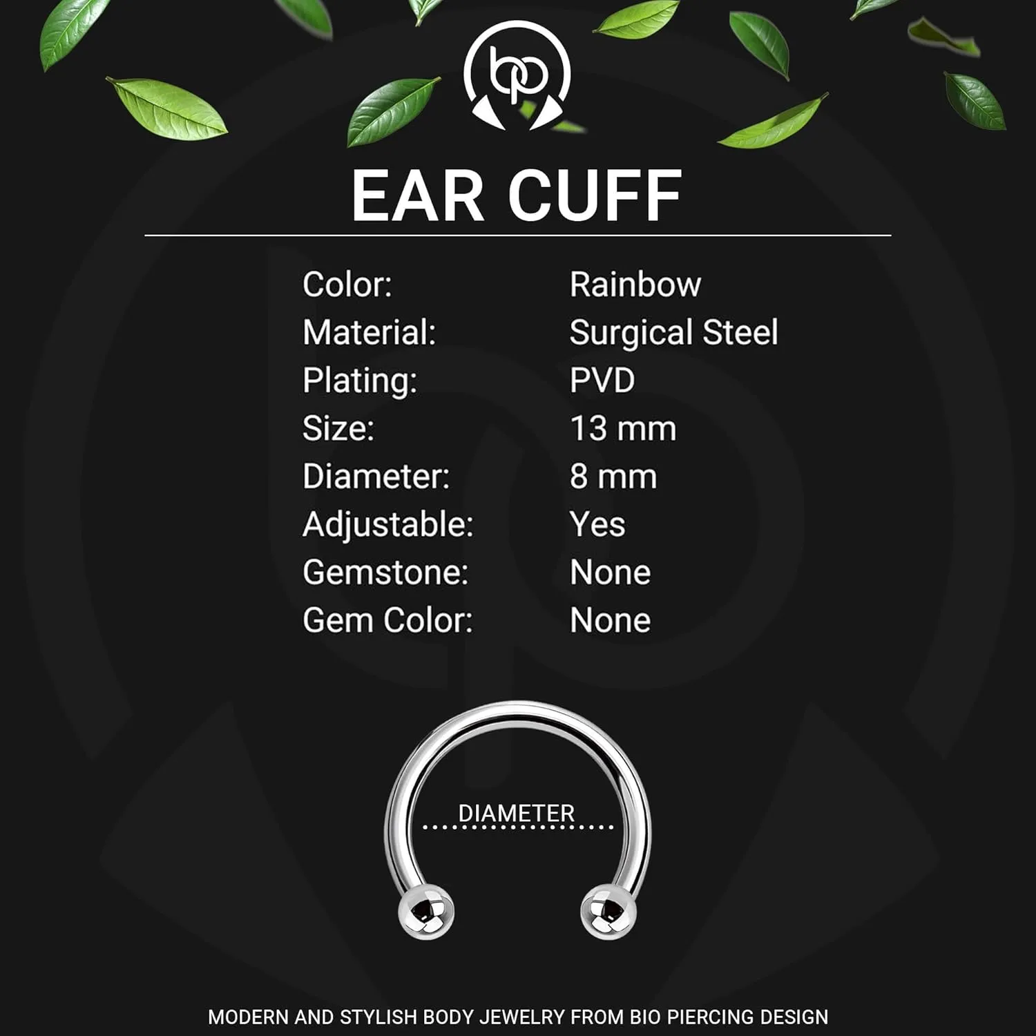 Surgical Steel Ear Cuff with Triple Hoops, Fake Piercing Cuff, Dainty Jewelry, Minimalist Clip, Conch Hoop, Helix Wrap