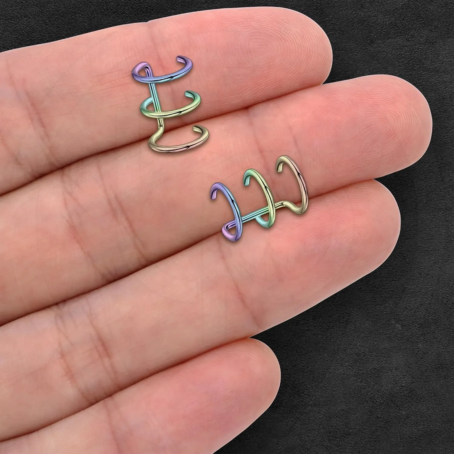 Surgical Steel Ear Cuff with Triple Hoops, Fake Piercing Cuff, Dainty Jewelry, Minimalist Clip, Conch Hoop, Helix Wrap