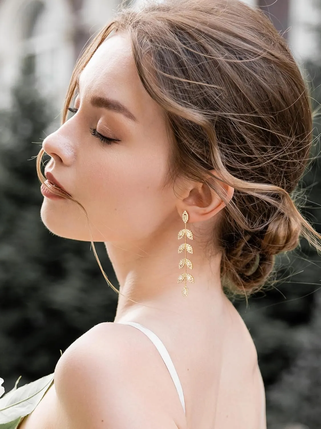 SWEETV Crystal Wedding Earrings for Brides, Bridesmaid, Bridal Earrings for Wedding, Fancy Cubic Zirconia Rhinestone Dangling Earrings for Women Prom Party Jewelry Gifts, Silver/Gold Plated