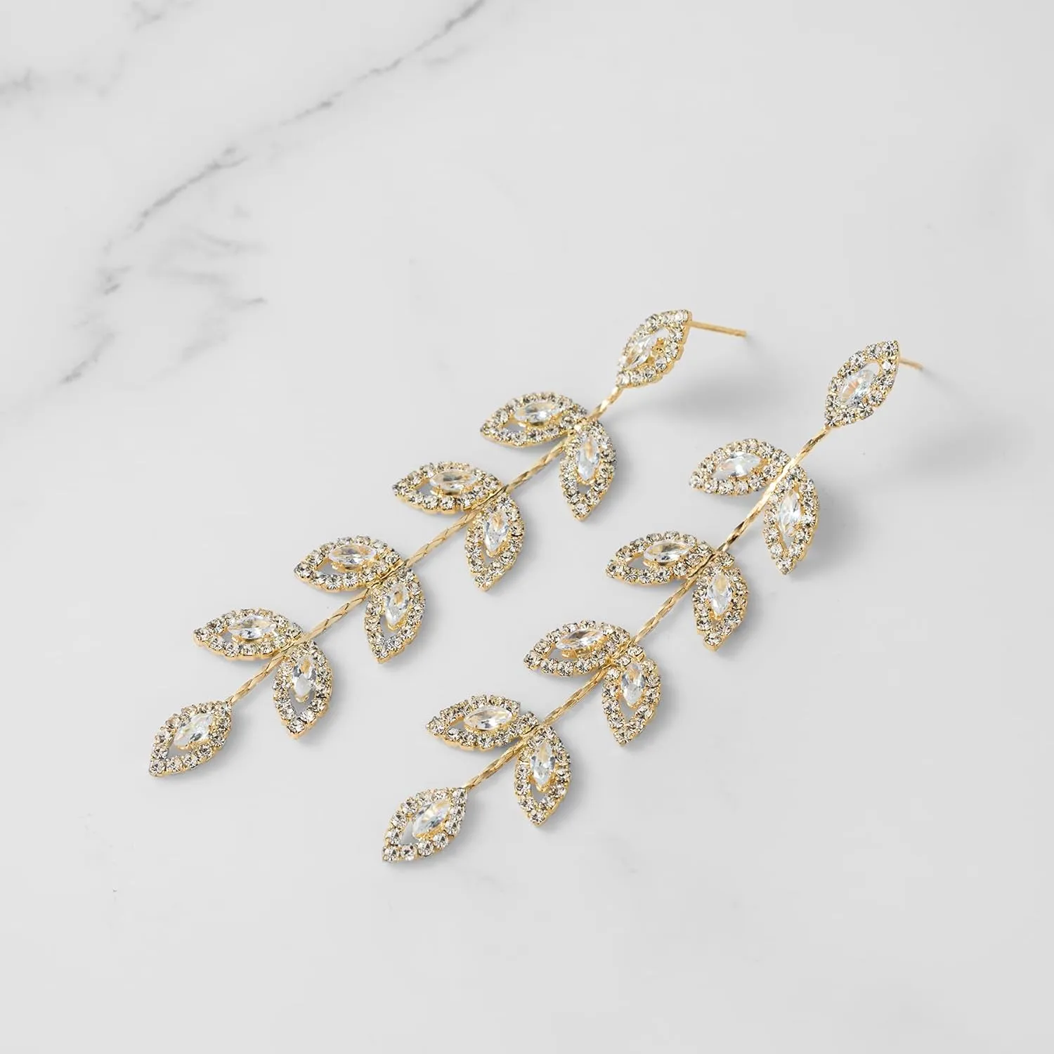 SWEETV Crystal Wedding Earrings for Brides, Bridesmaid, Bridal Earrings for Wedding, Fancy Cubic Zirconia Rhinestone Dangling Earrings for Women Prom Party Jewelry Gifts, Silver/Gold Plated
