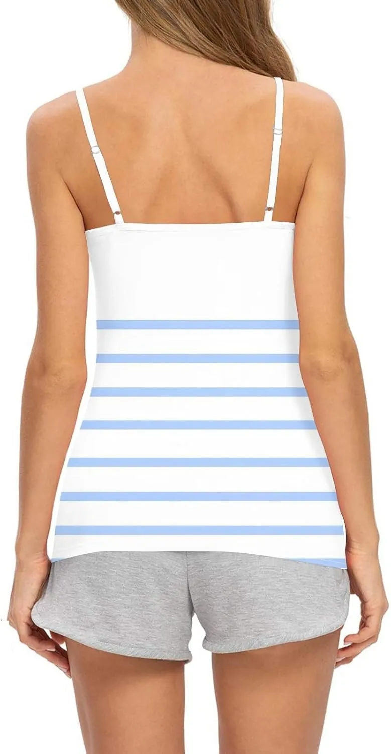 Tank Tops for Women 2025 Summer Loose Fit Spaghetti Straps Cami Top Scoop Neck Flowy Workout Sleeveless Shirts