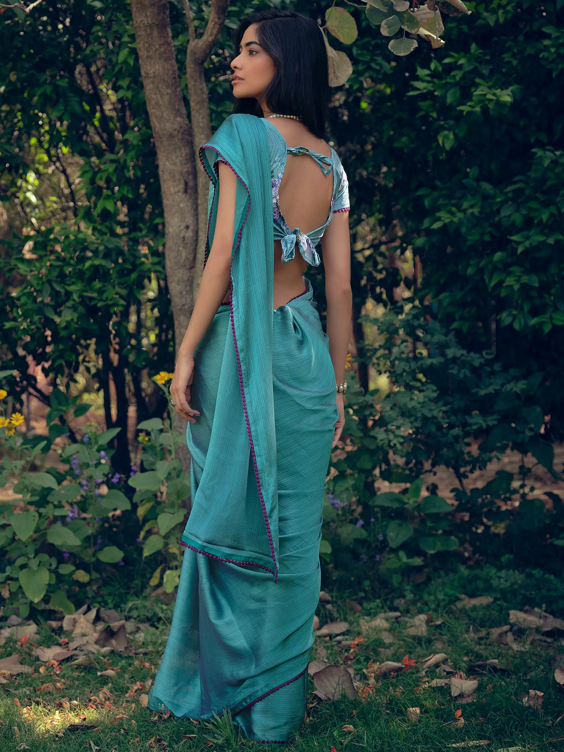 Teal Art Silk Woven Saree