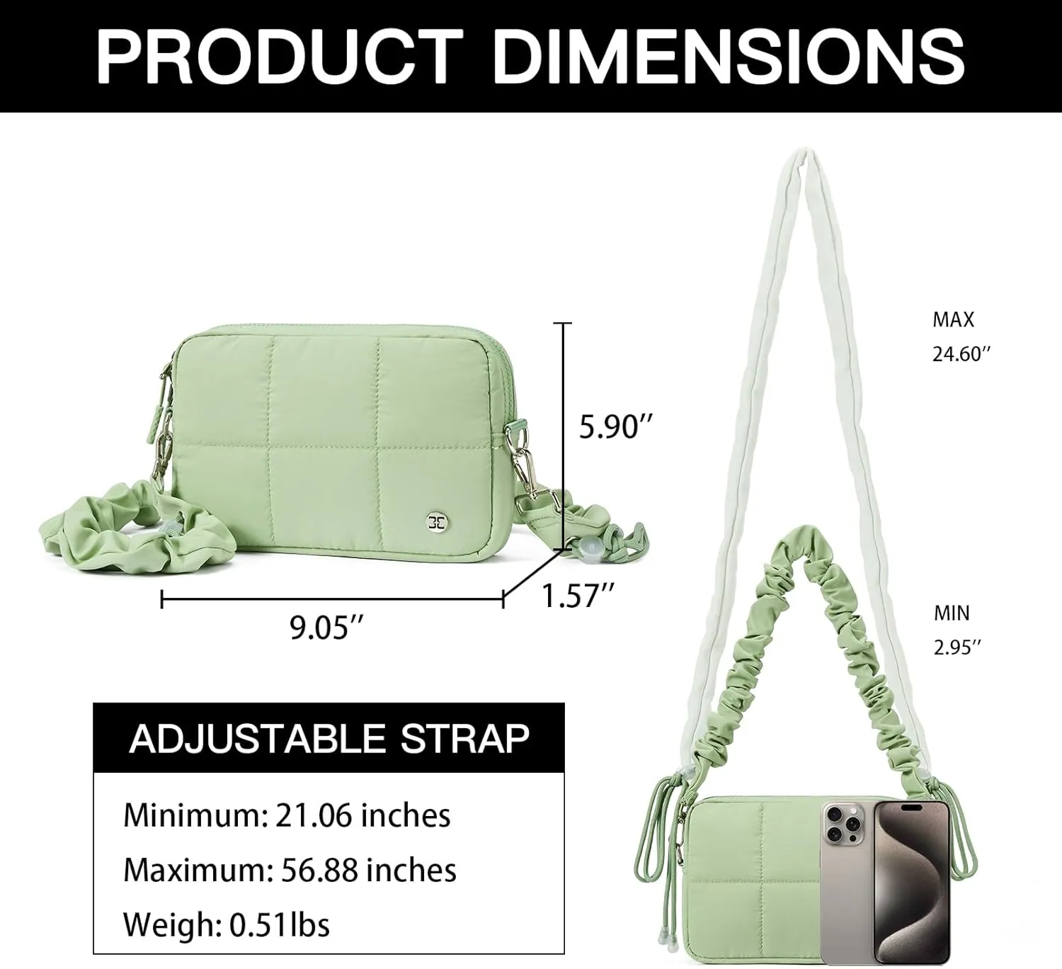 Telena Crossbody Bags for Women Cross Body Purse with Guitar Strap Lightweight Puffer Shoulder Bag for Travel