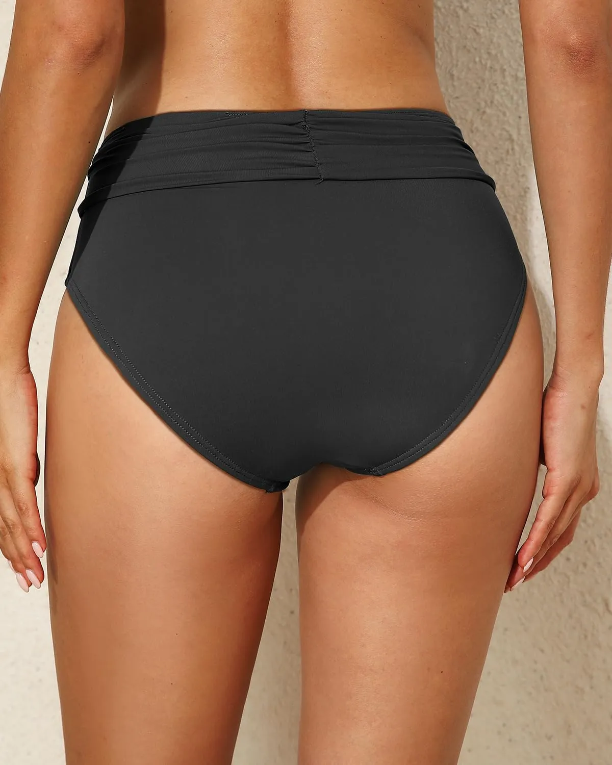 Tempt Me Women Mid Rise Bikini Bottoms Full Coverage Swimsuit Ruched Scrunch Swim Bottom