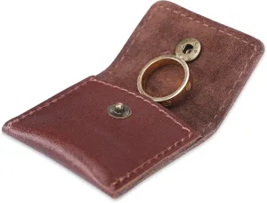The Antiq Leather Ring Pouch, Brown Leather Jewelry Holder, Wedding Case for Men and Women - Full Grain Pouch for Engagement Handcrafted Bridal Jewellery Storage, Guitar Picks Camera SD Card Holder